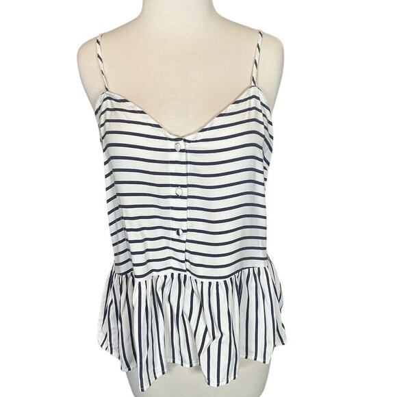 Cupcakes and Cashmere Peplum Tank Top Size Large Blue White Striped Casual - Picture 5 of 9